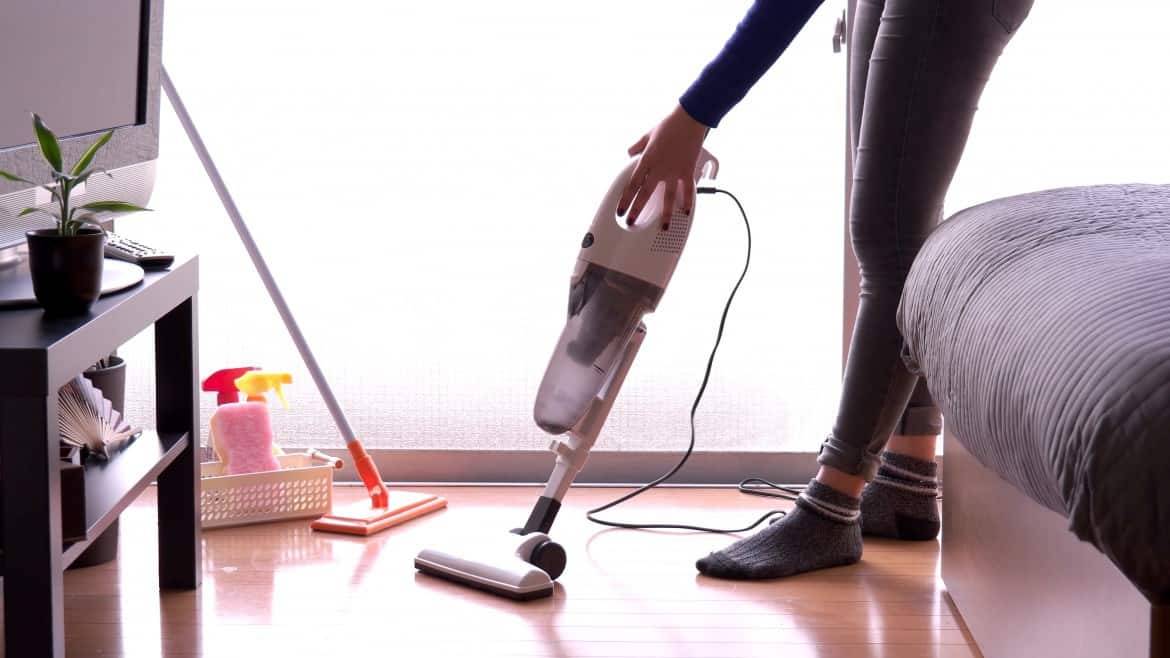 Woman doing carpet cleaning