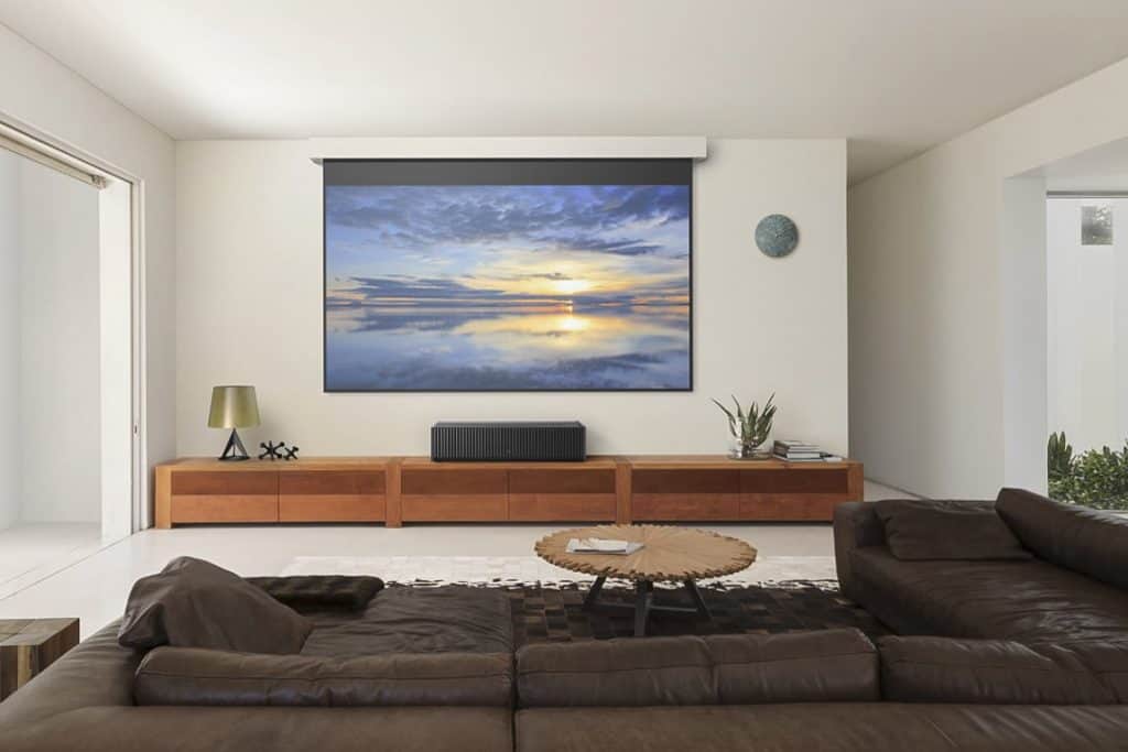 projector tv in living room