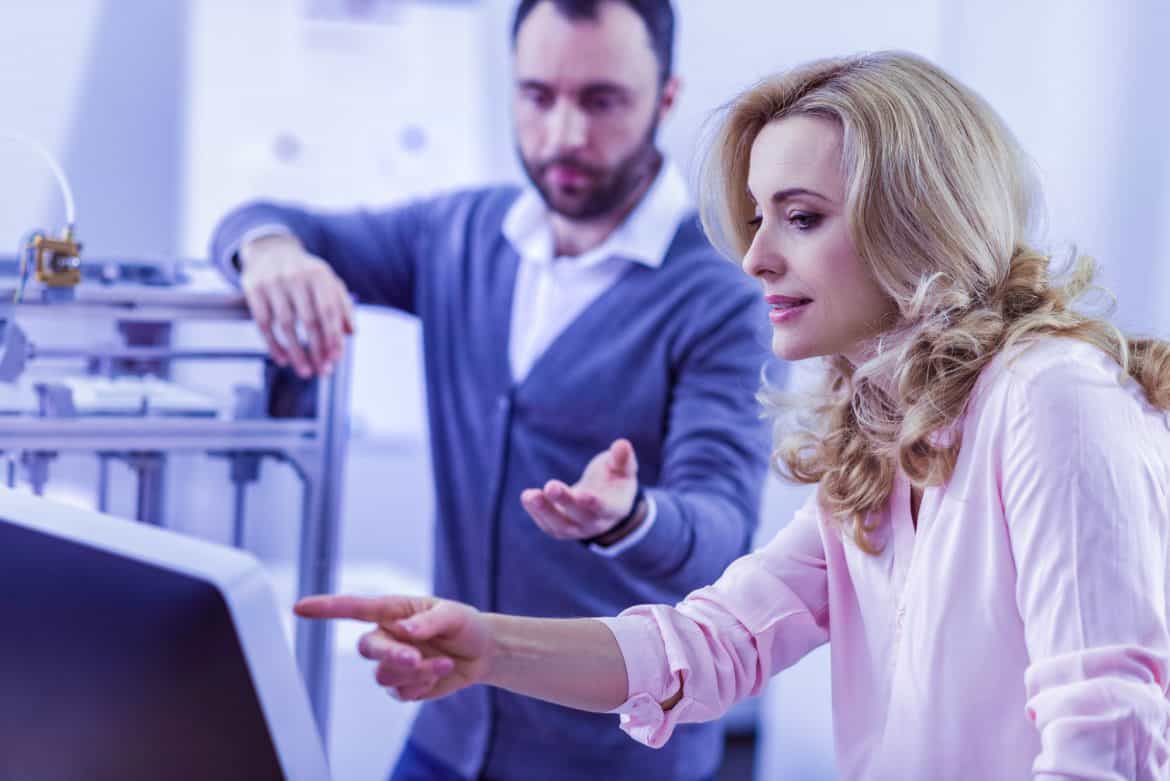 Woman working on a 3d printing modeller