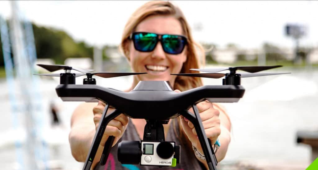 Woman with a drone closeup
