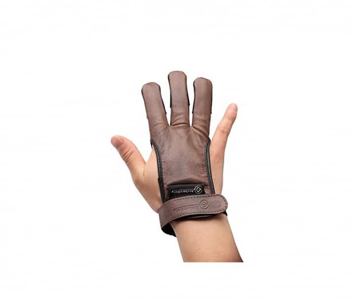 Diydeg PU Leather Archery Glove Thickened 3 Fingers Glove Easy to Wear General Use Durability for Outdoor 