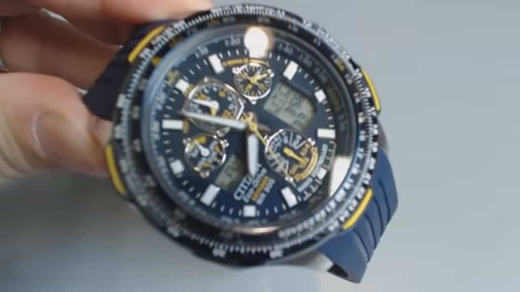 Atomic wrist watch worn by a man