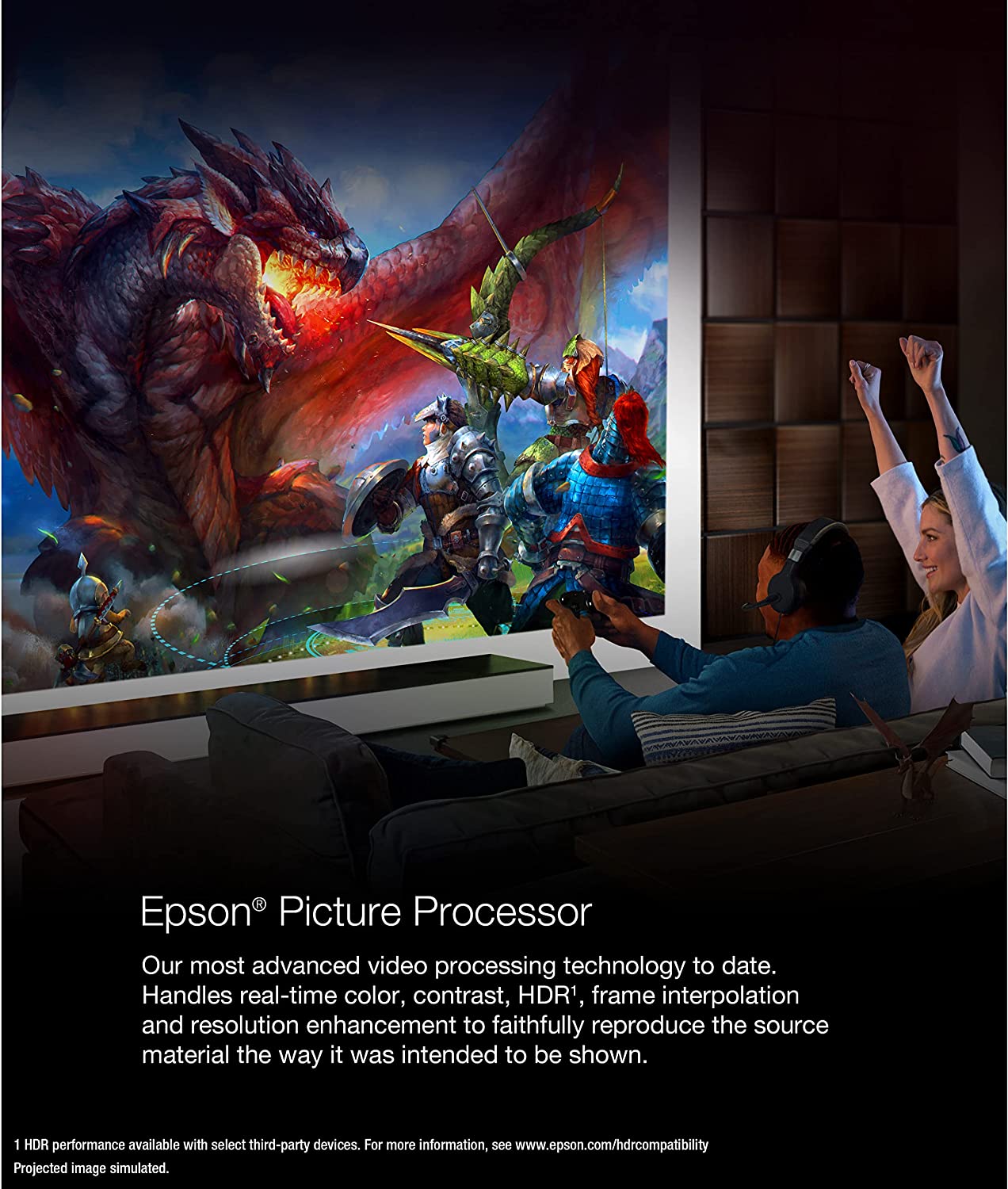 Epson Home Cinema LS11000 4K PRO-UHD Laser Projector, HDR, HDR10+, 2,500 Lumens Color & White Brightness, HDMI 2.1, Motorized Lens, Lens Shift Play