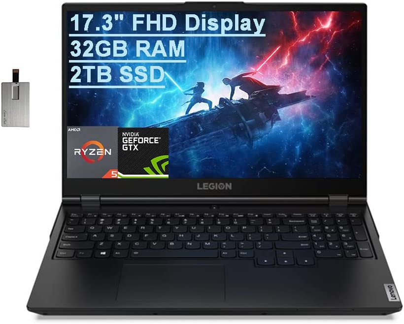 2021 Lenovo Legion 5 17.3 FHD Gaming Laptop Computer, AMD Ryzen 5-5600H(Beats Intel i7-9750H), 32GB RAM, 2TB PCIe SSD, NVIDIA GeForce GTX 1650 Graphics card
