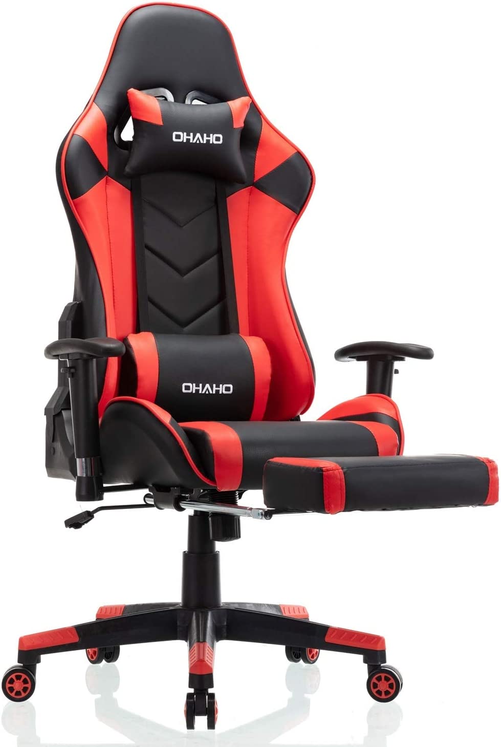 OHAHO Gaming Chair Racing Style Office Chair Adjustable Massage Lumbar Cushion Swivel Rocker Recliner Leather High Back Ergonomic Computer Desk Chair
