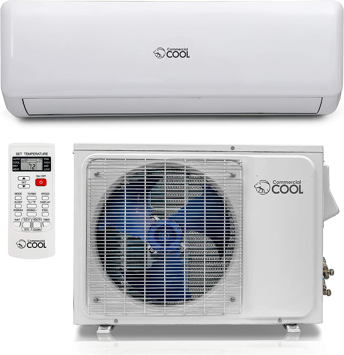 Commercial Cool 18,000 BTU 17 SEER Ductless Mini Split Air Conditioner with Heat, No HVAC Installer Required, 220V