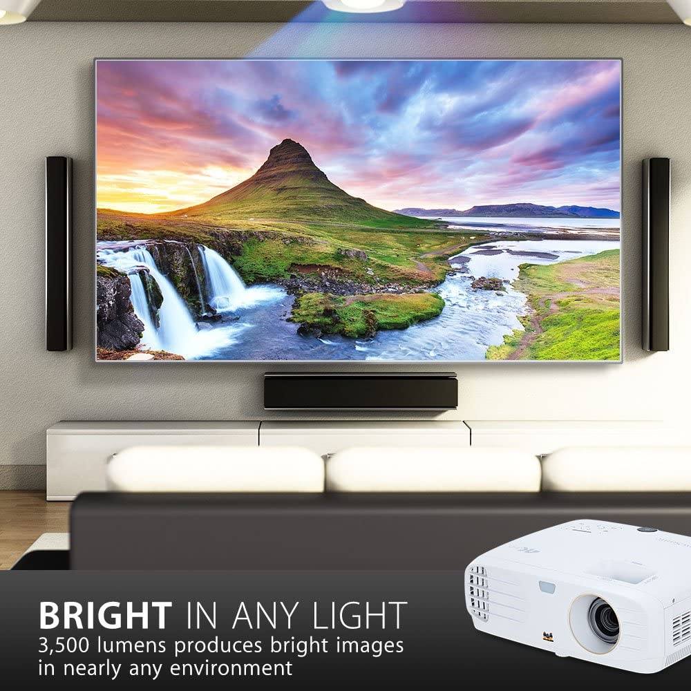 ViewSonic True 4K Projector with 3500 Lumens HDR Support and Dual HDMI for Home Theater Day and Night, Stream Netflix with Dongle