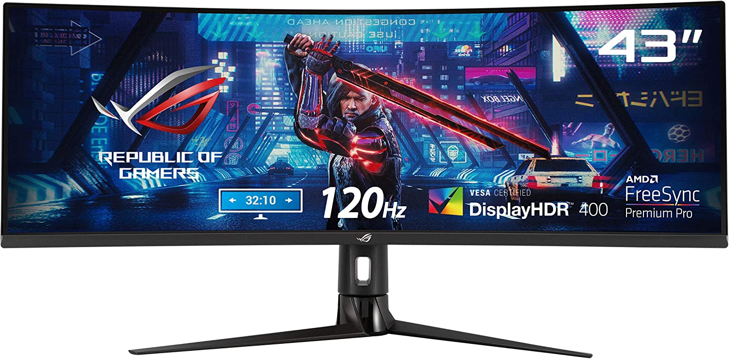 ASUS ROG STRIX Curved XG43VQ, 43 Inch Ultra-Wide (3840x1200) Gaming monitor, VA, up to 120Hz, DCI-P3 90%, DP, HDMI, USB3.0, FreeSync 2 HDR, DisplayHDR400, Shadow Boost