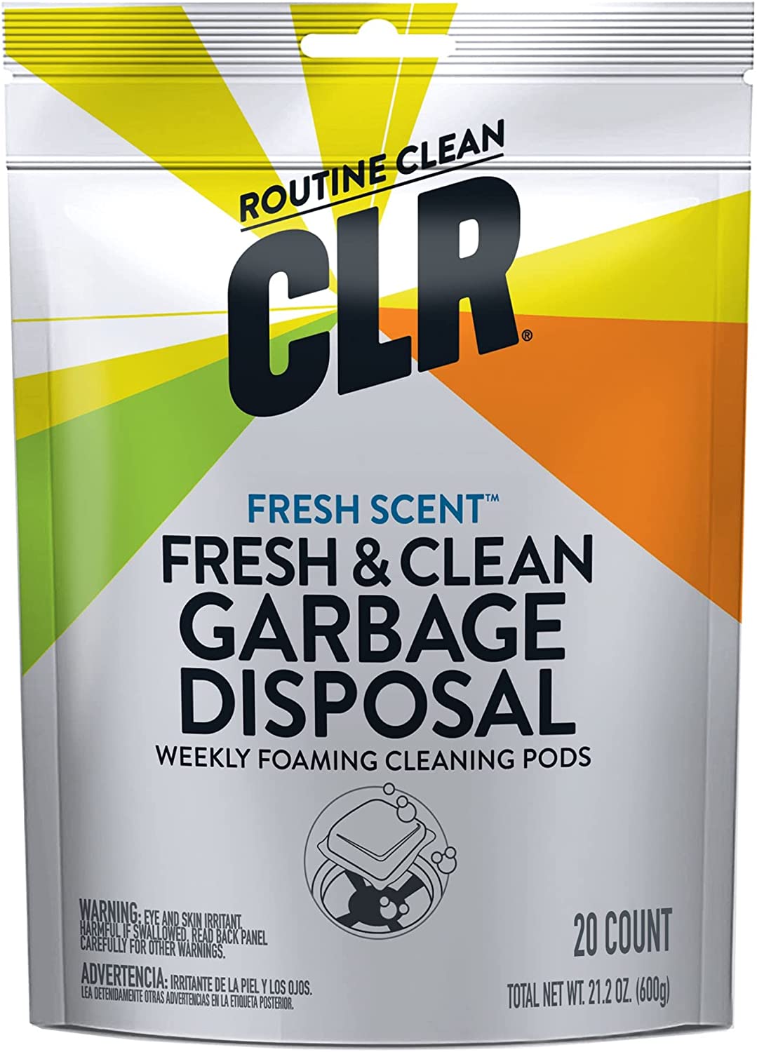 CLR Garbage Disposal Cleaner and Deodorizer Pods, 20 Count, Fresh Scent Foaming Drain Odor Eliminator - 5 Month Supply