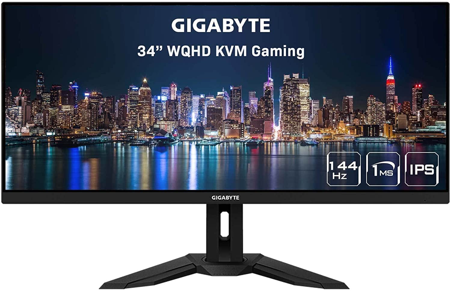 GIGABYTE M34WQ 34 144Hz Ultrawide KVM Gaming Monitor, 3440 x 1440 IPS Display, 1ms (MPRT) Response Time, 91% DCI-P3, HDR Ready, 1x Display Port 1.4, 2X HDMI 2.0, 2X USB 3.0, 1x USB Type-C