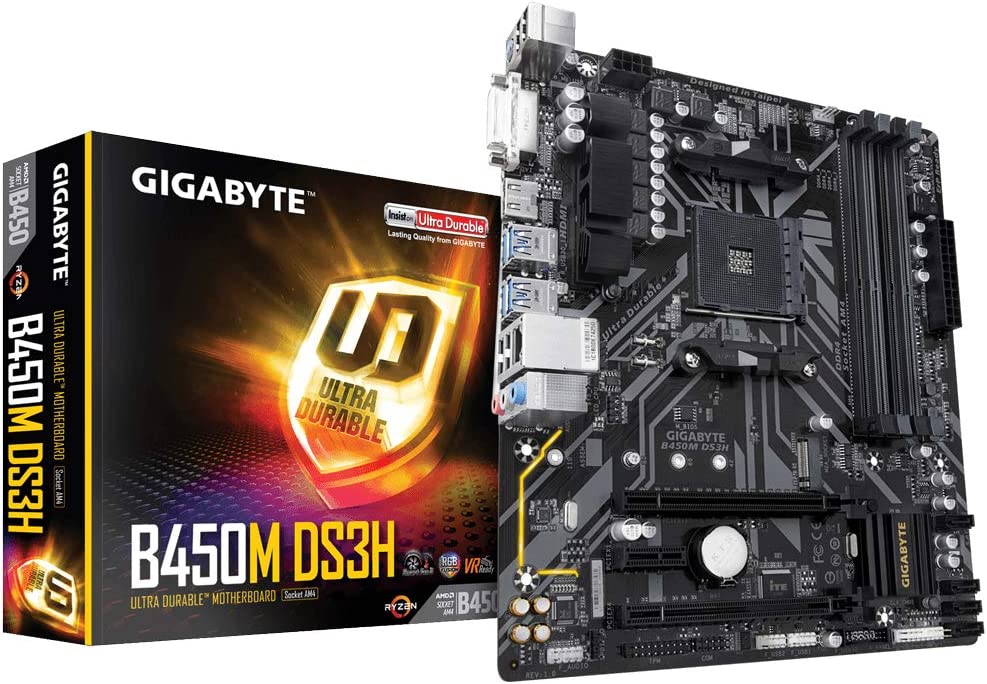 Gigabyte B450M DS3H (AMD Ryzen AM4:Micro ATX:M.2:HMDI:DVI:USB 3.1:DDR4:Motherboard)