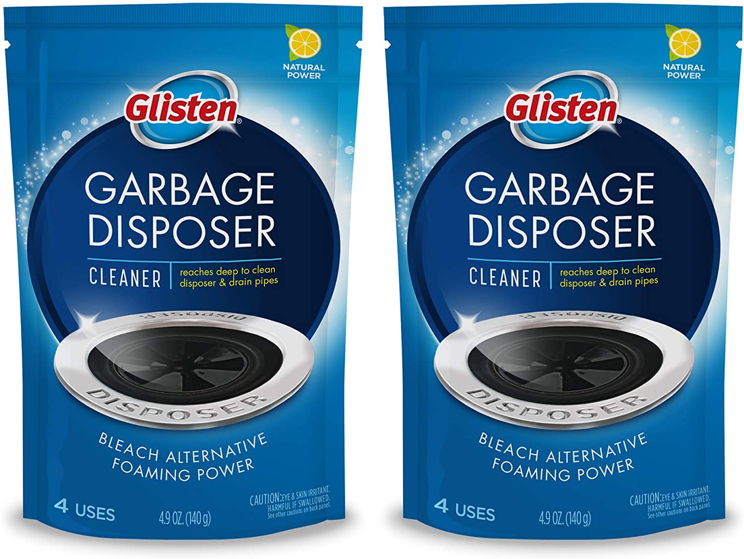 Glisten DP06N-PB Garbage Disposer Foaming Cleaner, Lemon Scent, 2-Pack (8 Uses), 2 Pack, Blue, 9 Ounce