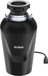Kraus KWD100-75MBL WasteGuard Continuous Feed Garbage Disposal with 3:4 Horsepower Ultra-Quiet Motor for Kitchen Sinks with Power Cord and Flange Included