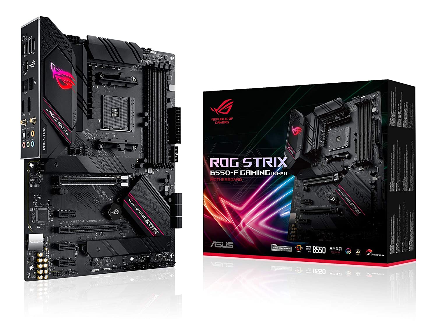 ASUS ROG Strix B550-F Gaming WiFi 6 (AMD AM4 Socket for 3rd Gen AMD Ryzen) ATX Gaming Motherboard with PCIe 4.0, teamed Power Stages, BIOS Flashback