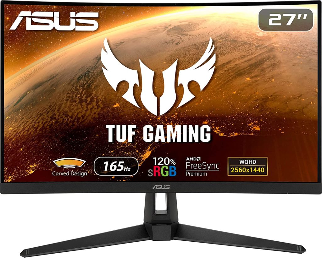ASUS TUF Gaming VG27WQ1B Curved Gaming Monitor – 27 Inch WQHD (2560x1440), 165Hz(Above 144Hz), Extreme Low Motion Blur , Adaptive-sync, FreeSync Premium