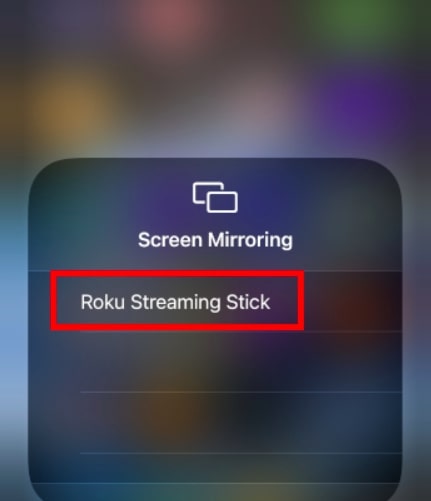 Select the Roku device you want to use from the options shown in the list of available devices