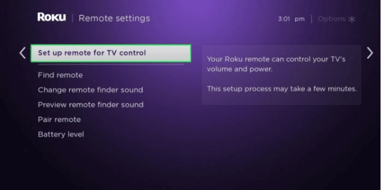 Set Up roku Remote for TV Control