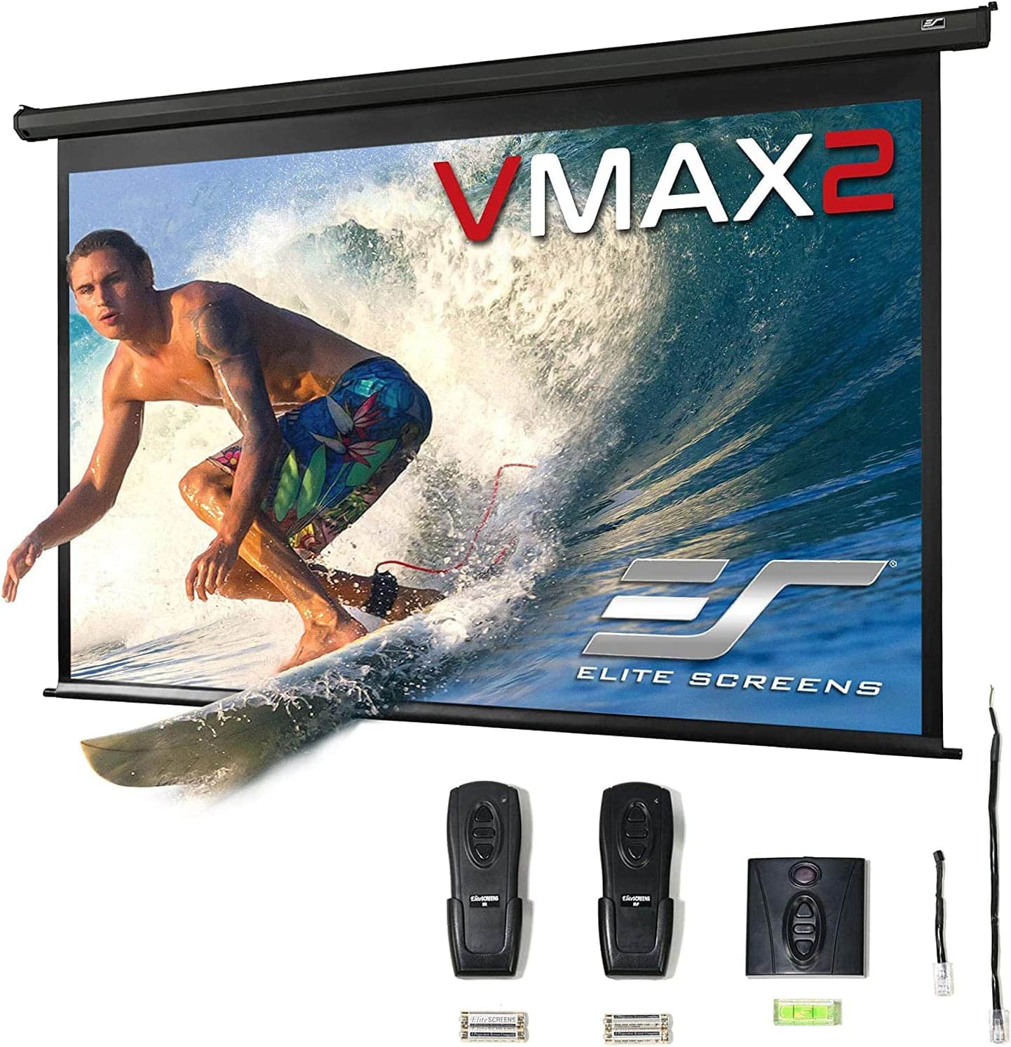 Elite Screens VMAX2, 100-inch 16-9, Wall Ceiling Electric Motorized Drop Down HD Projection Projector Screen, VMAX100UWH2