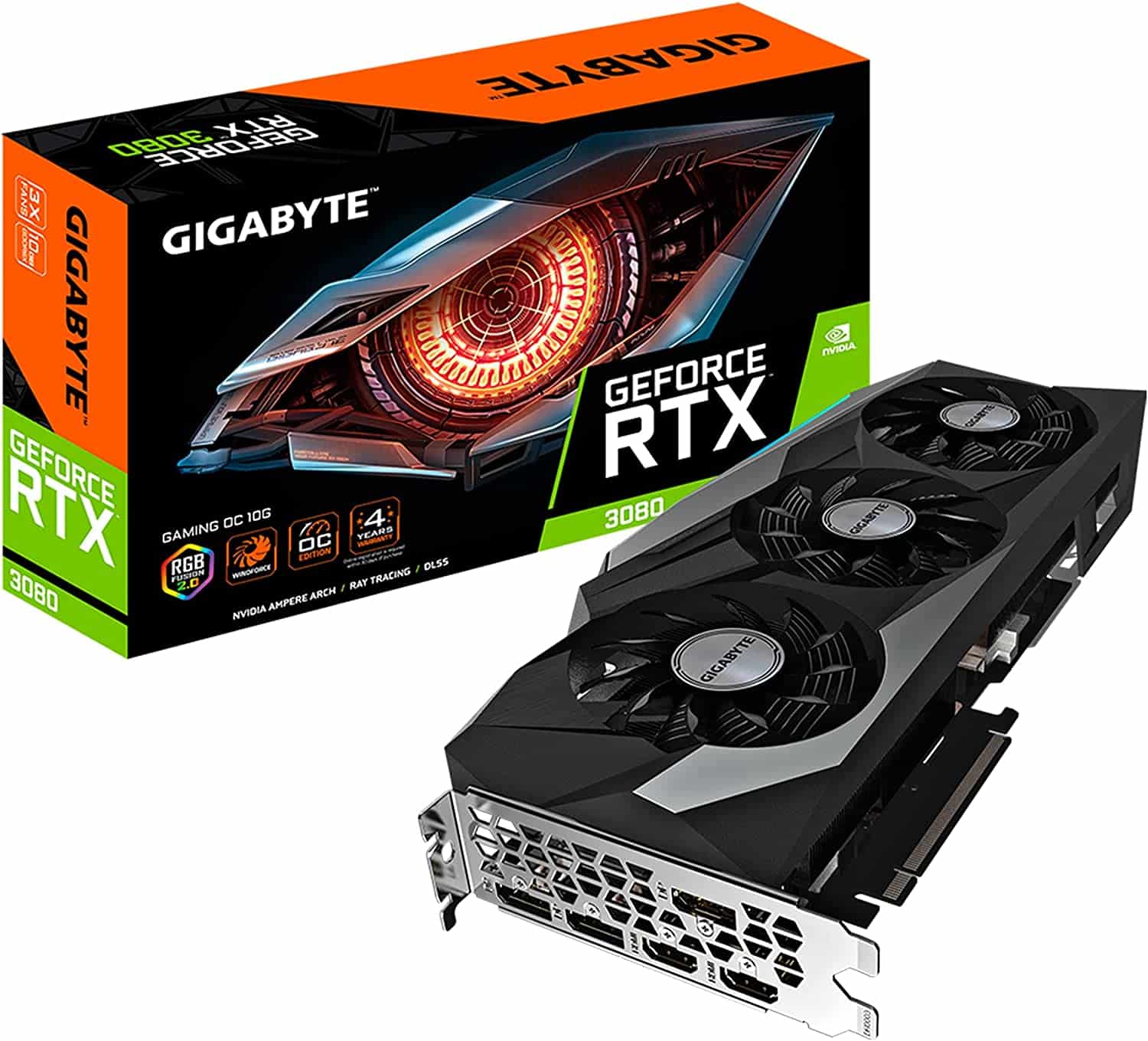 GIGABYTE GeForce RTX 3080 Gaming OC 10G (REV2.0) Graphics Card, 3X WINDFORCE Fans, LHR, 10GB 320-bit GDDR6X, GV-N3080GAMING OC-10GD REV2.0 Video Card