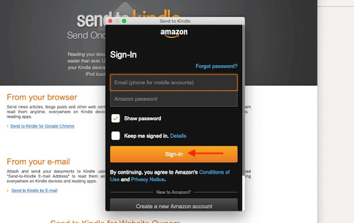 After installing, sign in to your Amazon account