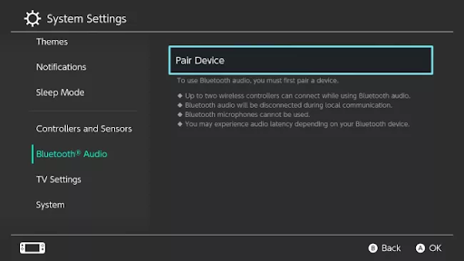 After updating and restarting the device, go to System Settings, locate Bluetooth Audio, and select Pair Device.