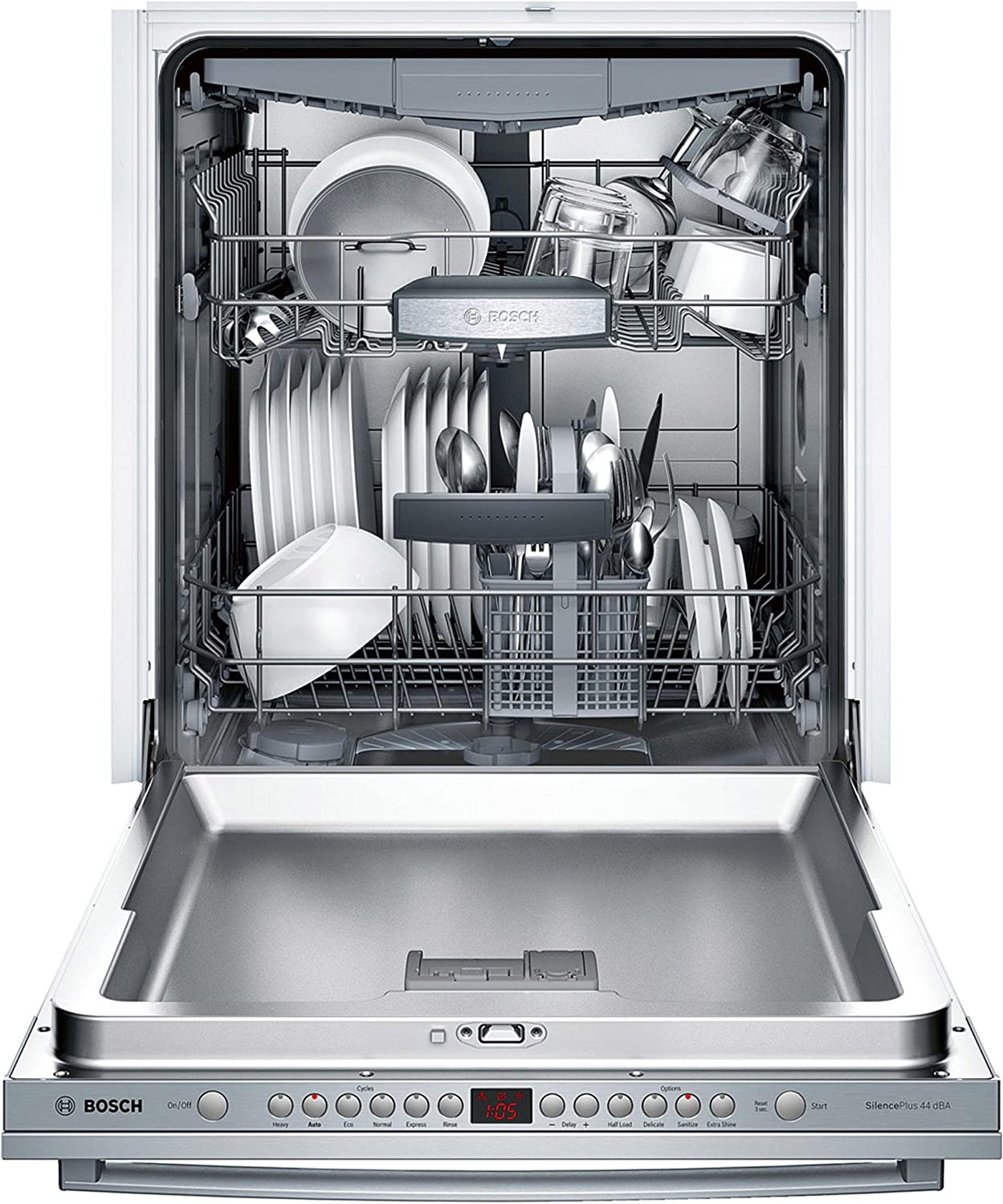 Bosch 800 Series SGX68U55UC 24 Inch Built In Fully Integrated Dishwasher ADA Compliant, NSF Certified, Energy Star Certified in Stainless Steel open