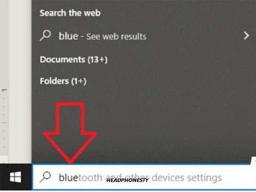 In the windows search box, type Bluetooth