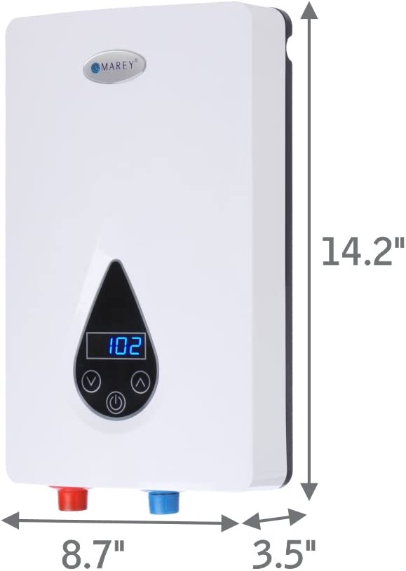Marey ECO150 220V:240V-14.6kW Tankless Water Heater with Smart Technology, Small, White