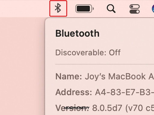 Navigate to the Bluetooth symbol in the upper right corner of your screen
