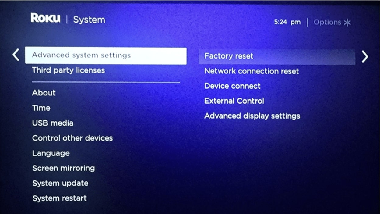 Perform a Factory Reset on Your Roku TV