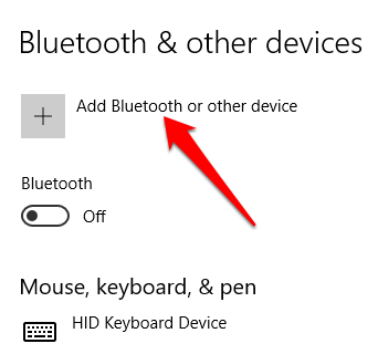 Click ‘add Bluetooth and other devices’