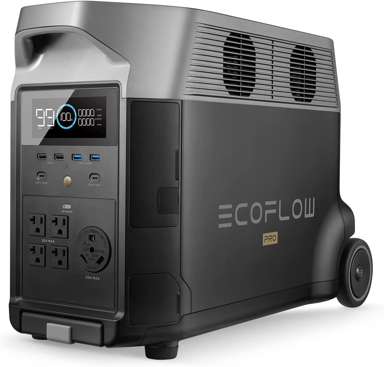 EF ECOFLOW DELTA Pro Portable Home Battery(LiFePO4), 3.6KWh Expandable Portable Power Station, Huge 3600W AC Output, Solar Generator