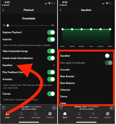 Find and tap equalizer.