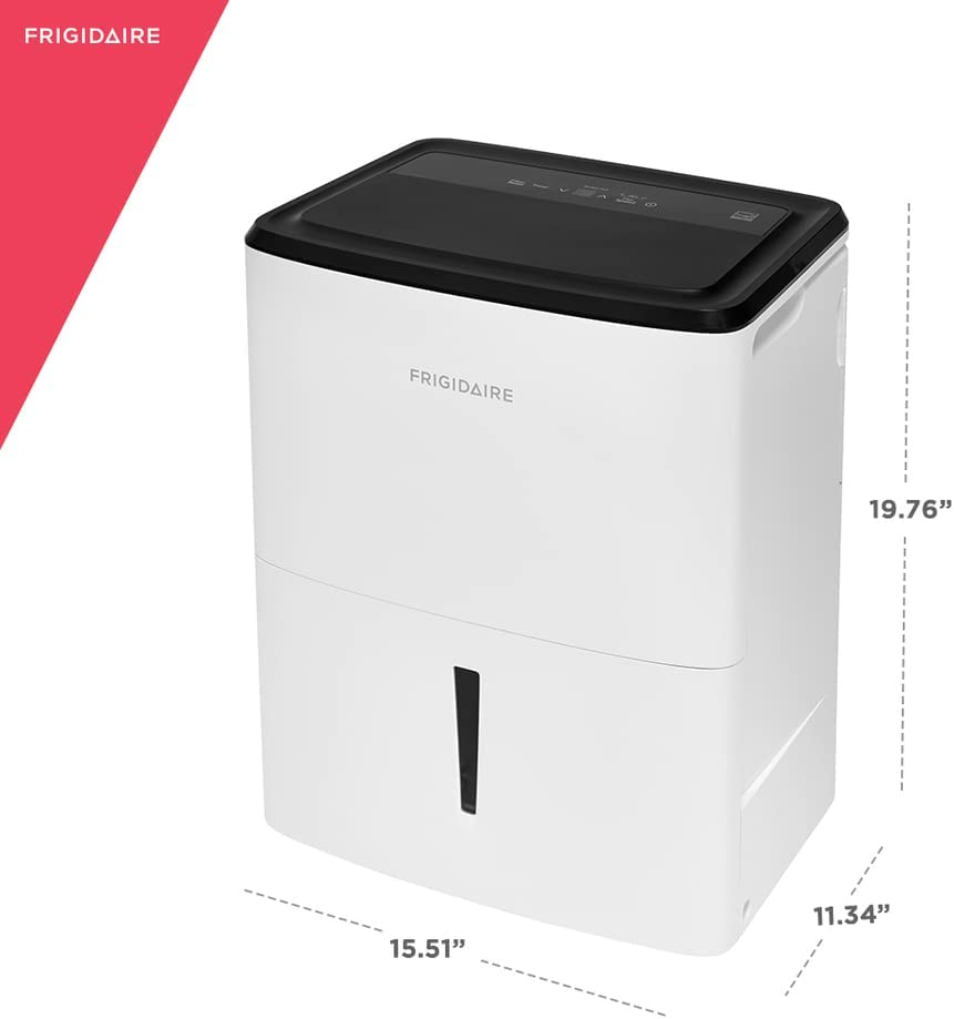 Frigidaire FFAD2233W1 Dehumidifier, Low Humidity 22 Pint Capacity with a Easy-to-Clean Washable Filter and Custom Humidity Control for maximized comfort