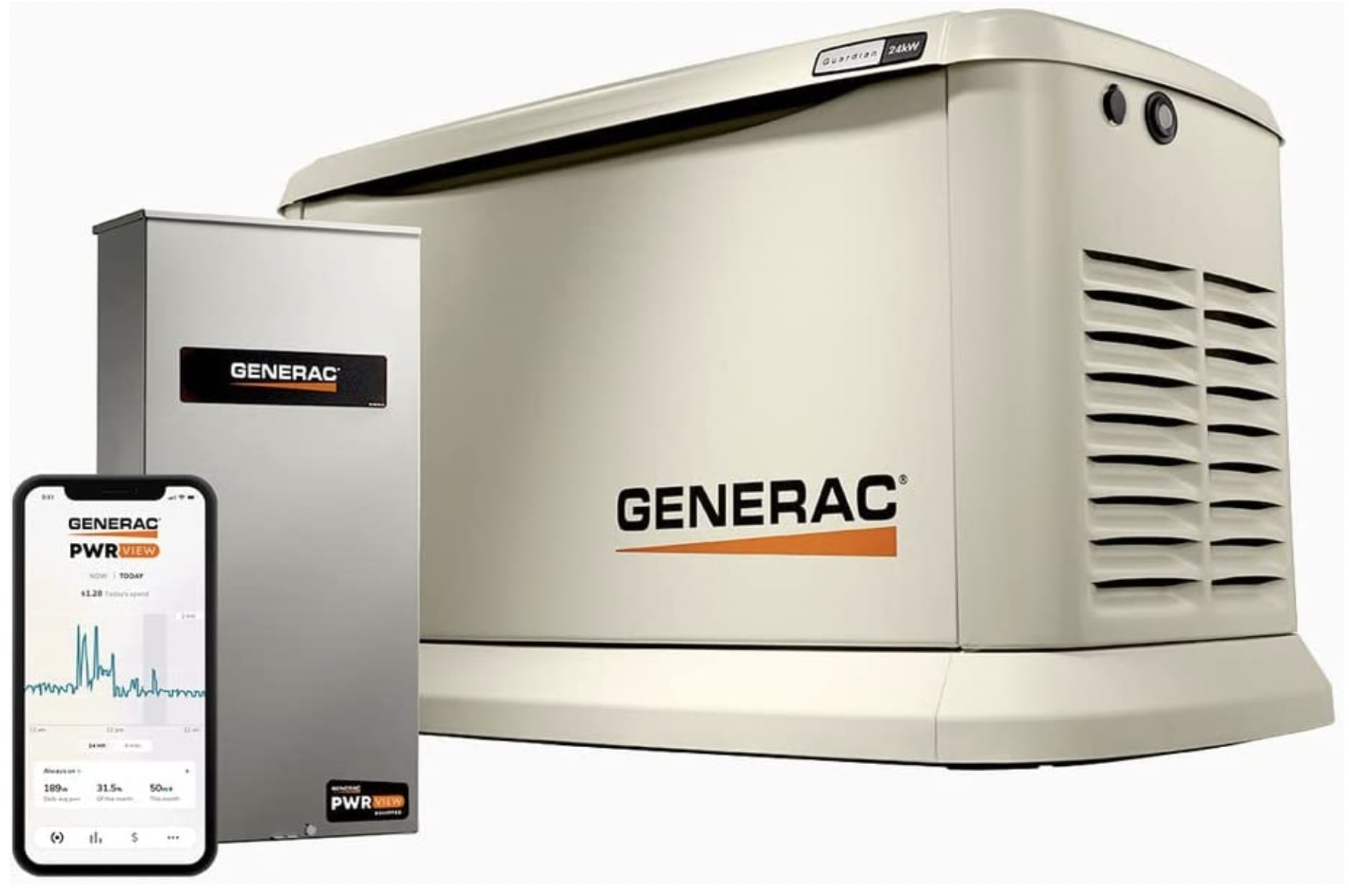 Generac Guardian 24kW Home Standby Generator with PWRview Transfer Switch Wi-Fi Enabled (1)