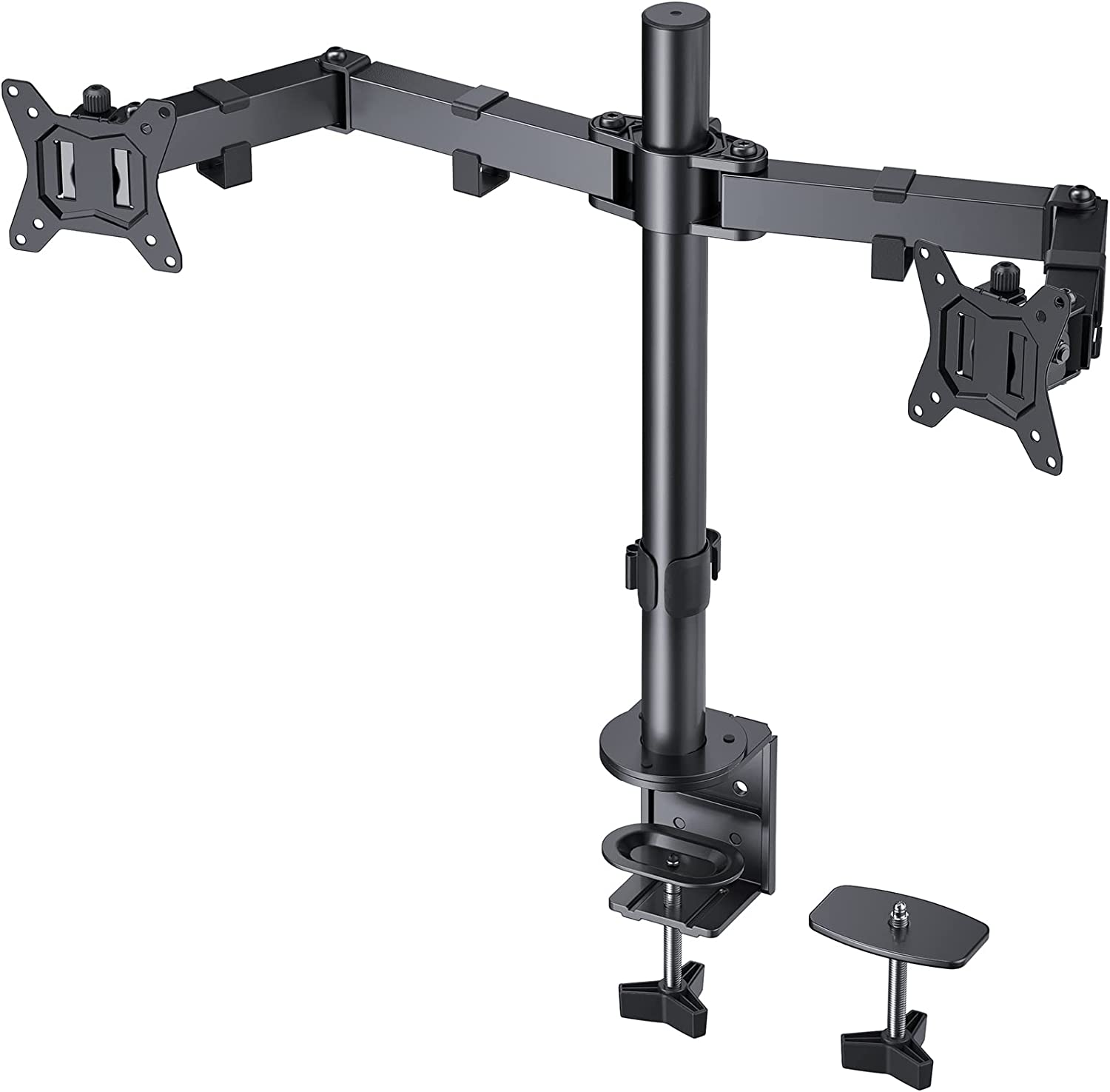 Irongear Dual Monitor Stand for 17-32 inch Screens,Heavy Duty Fully Adjustable Monitor Arm with C-Clamp Hardware,Dual Monitor Mount Supports up to 17.6 lbs