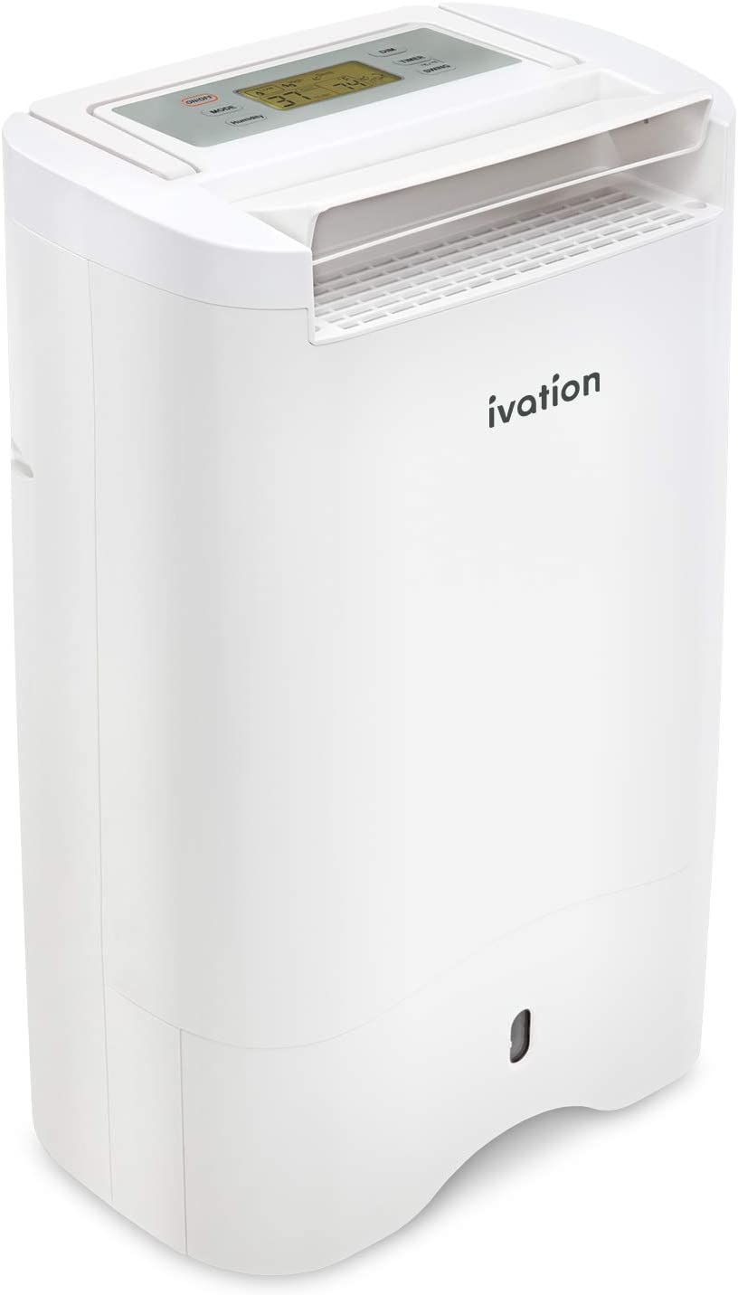 Ivation 19 Pint Small-Area Desiccant Dehumidifier Compact and Quiet - with Continuous Drain Hose for Smaller Spaces, Bathroom, Attic, Crawlspace and Closets
