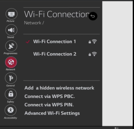 Select a network to give Wi-Fi options that should have a checkmark.