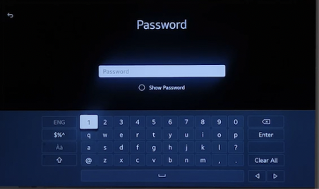 Use the remote to enter the password using the virtual keyboard