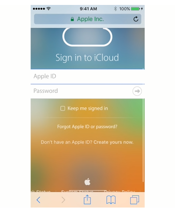 Use your login credentials to enter iCloud.