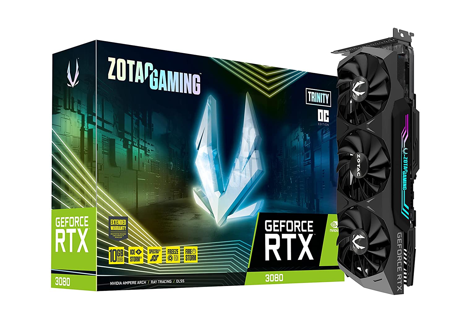 ZOTAC Gaming GeForce RTX™ 3080 Trinity OC LHR 10GB GDDR6X 320-bit 19 Gbps PCIE 4.0 Gaming Graphics Card, IceStorm 2.0 Advanced Cooling, Spectra 2.0 RGB