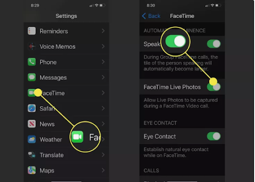 The final step is to go back into the FaceTime app and ensure that the option for “Allow Live Photos” is turned on