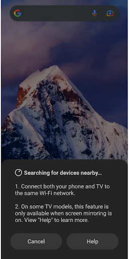 Click on your TV to start mirroring your phone.
