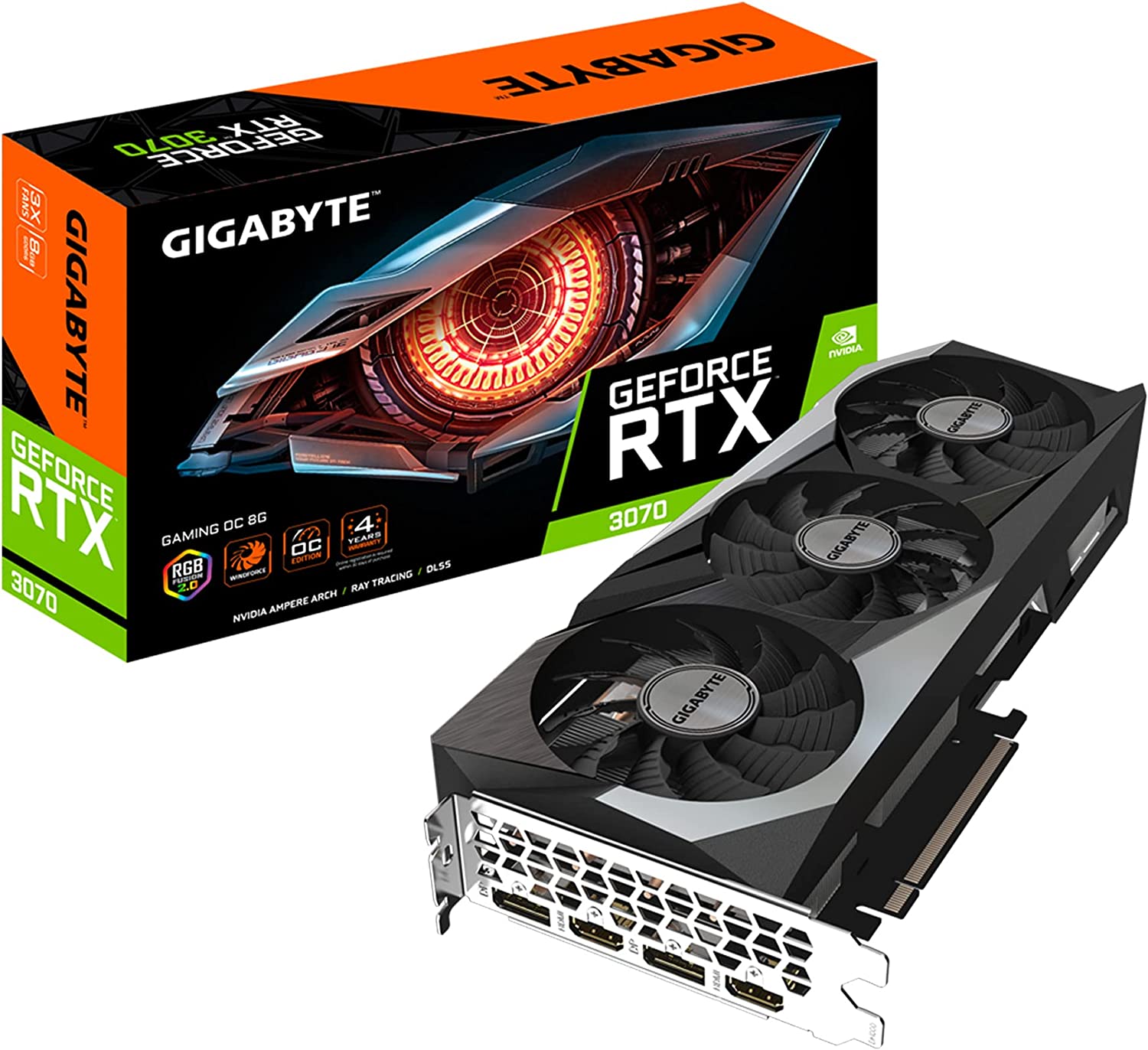 GIGABYTE GeForce RTX 3070 Gaming OC 8G (REV2.0) Graphics Card, 3X WINDFORCE Fans, LHR, 8GB 256-bit GDDR6, GV-N3070GAMING OC-8GD REV2.0 Video Card