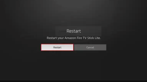 My Fire TV Menu Confirm Restart