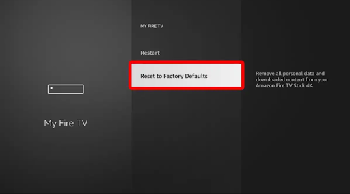My Fire TV Menu Reset Factory Default