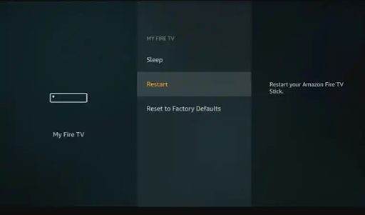 My Fire TV Menu Restart