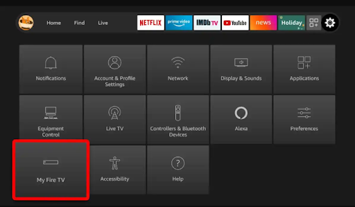 My Fire TV on Menu