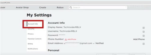Roblox Account Info