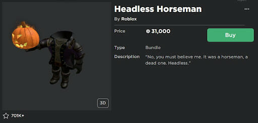 Roblox Headless Horse Cost